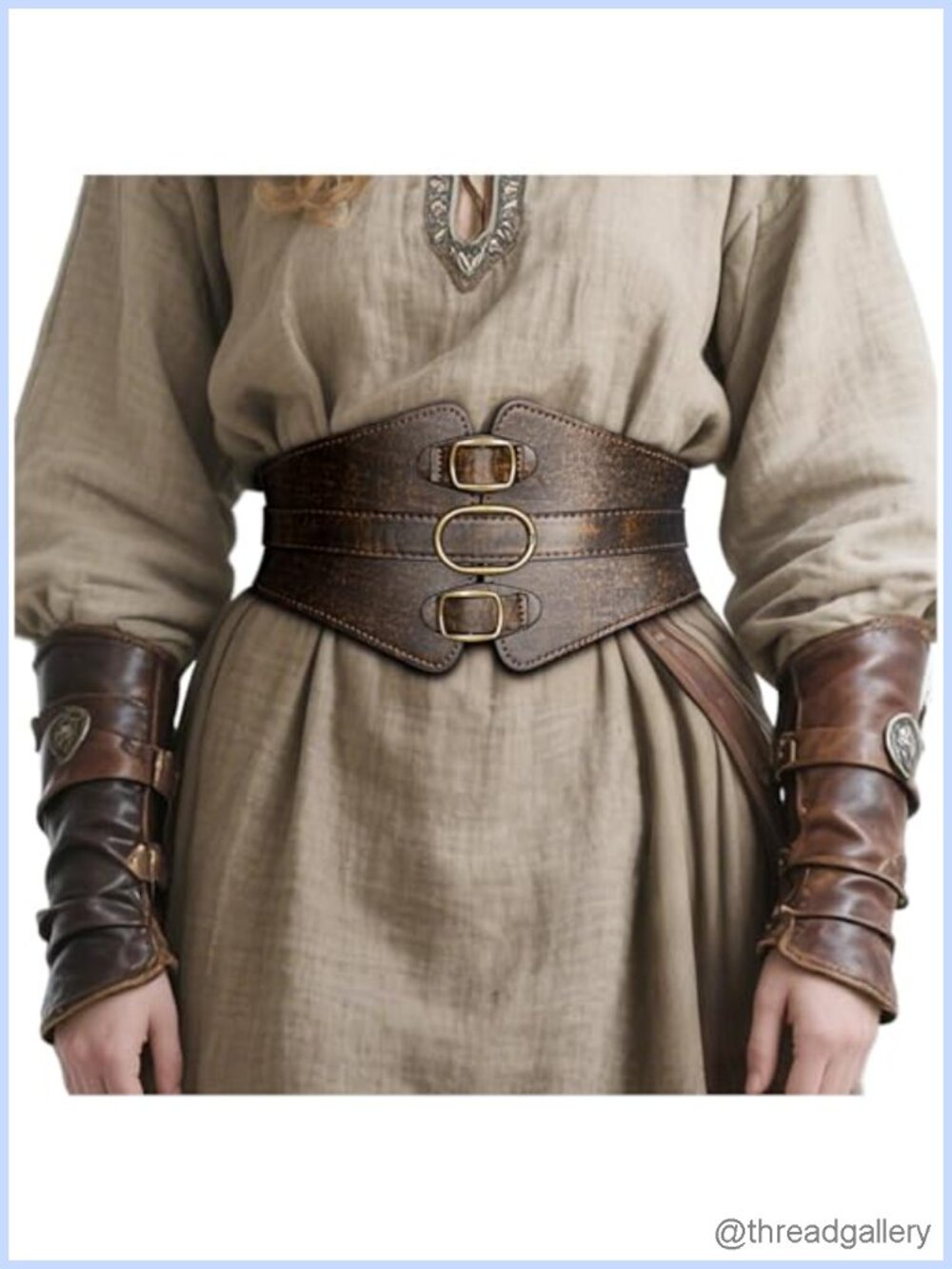 Faux Leather Renaissance Corset Belt Medieval Viking Waist Cincher Snap